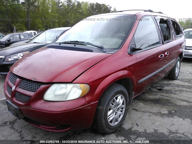 2B4GP44R72R511463 - 2002 DODGE GRAND CARAVAN SPORT RED photo 2