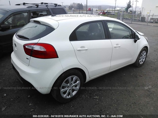 KNADM5A31C6030800 - 2012 KIA RIO LX WHITE photo 4