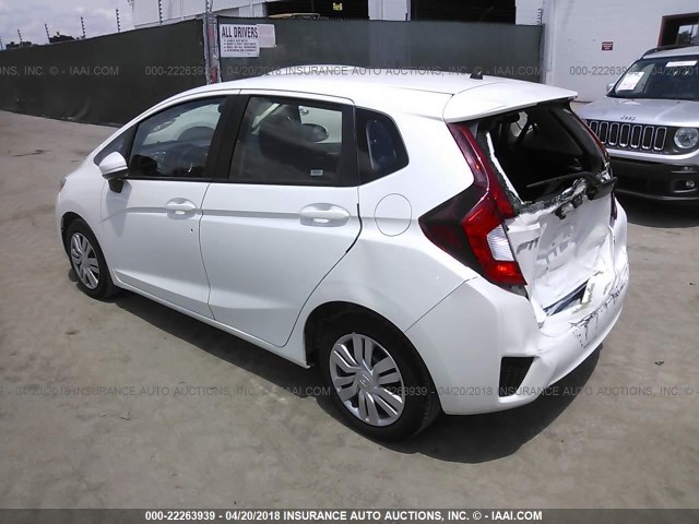 JHMGK5H59GX035643 - 2016 HONDA FIT LX WHITE photo 3