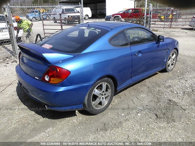 KMHHN65FX4U134349 - 2004 HYUNDAI TIBURON GT BLUE photo 4