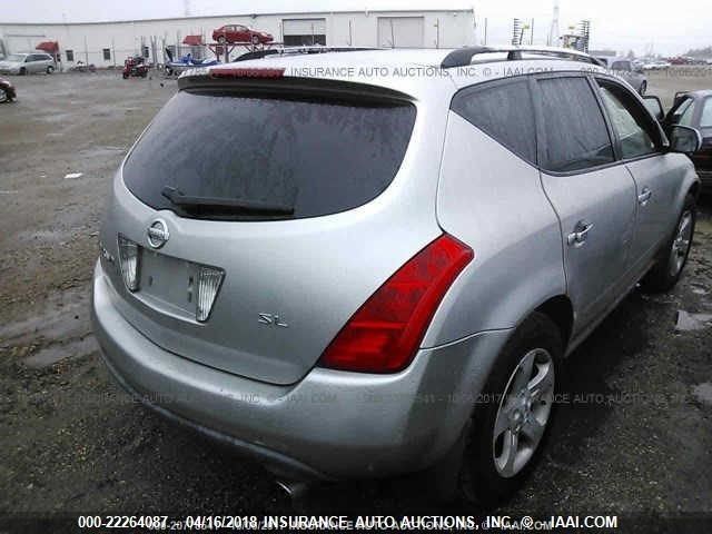 JN8AZ08T43W108331 - 2003 NISSAN MURANO SL/SE SILVER photo 4