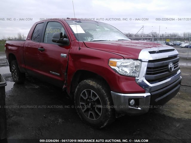 5TFUW5F14EX327271 - 2014 TOYOTA TUNDRA DOUBLE CAB SR/SR5 RED photo 1