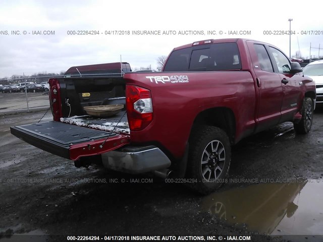 5TFUW5F14EX327271 - 2014 TOYOTA TUNDRA DOUBLE CAB SR/SR5 RED photo 4