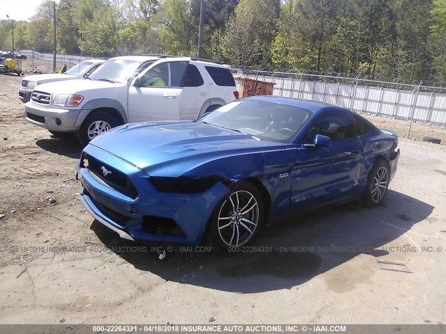 1FA6P8CFXH5212137 - 2017 FORD MUSTANG GT BLUE photo 2