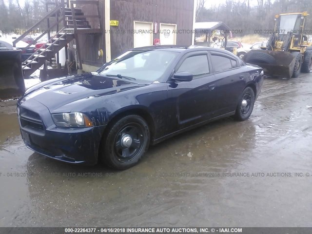 2C3CDXAT5EH185172 - 2014 DODGE CHARGER POLICE Navy photo 2