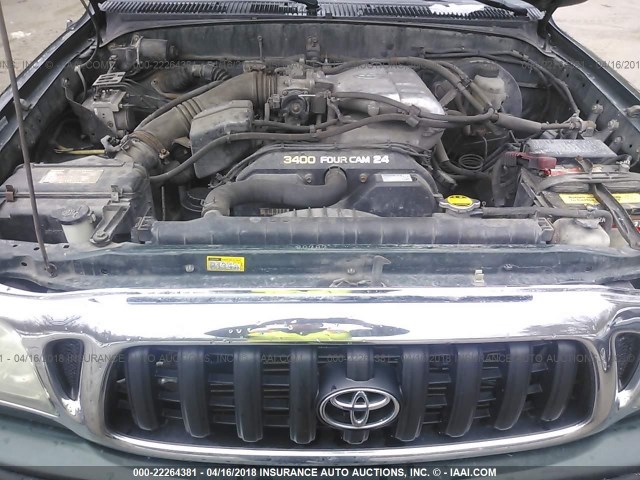 5TEHN72N73Z295835 - 2003 TOYOTA TACOMA DOUBLE CAB მწვანე ფოტო 10