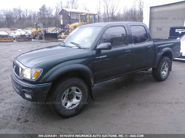 5TEHN72N73Z295835 - 2003 TOYOTA TACOMA DOUBLE CAB GREEN photo 2