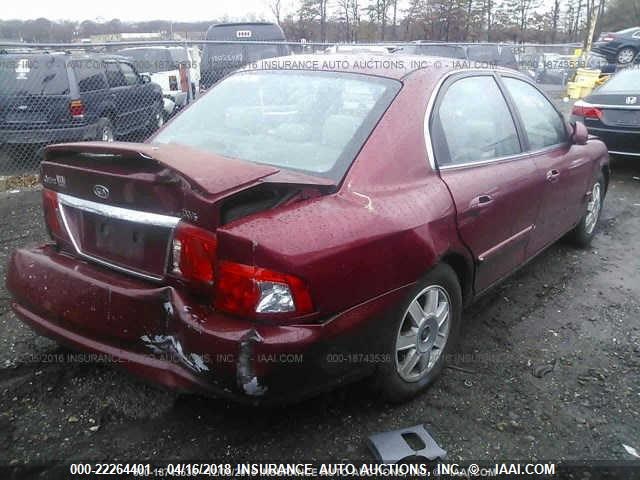 KNAGD128135245132 - 2003 KIA OPTIMA LX/SE RED photo 4