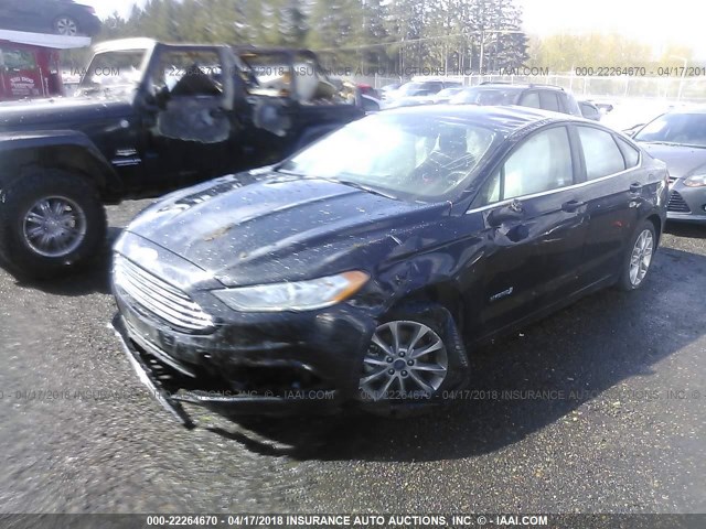 3FA6P0LU1HR286124 - 2017 FORD FUSION SE HYBRID BLACK photo 2