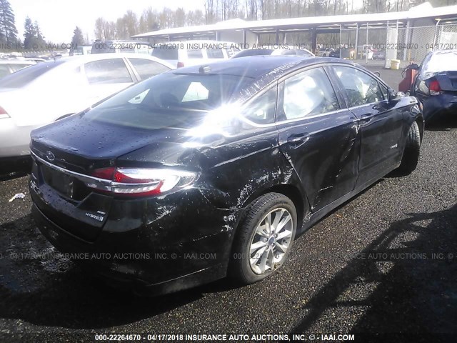 3FA6P0LU1HR286124 - 2017 FORD FUSION SE HYBRID BLACK photo 4