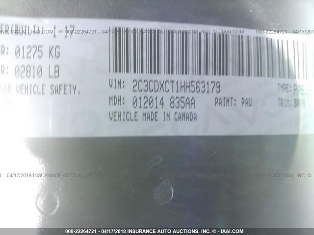 2C3CDXCT1HH563179 - 2017 DODGE CHARGER R/T GRAY photo 9