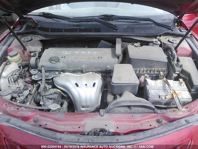 4T1BE46K77U120810 - 2007 TOYOTA CAMRY NEW GENERAT CE/LE/XLE/SE RED photo 10