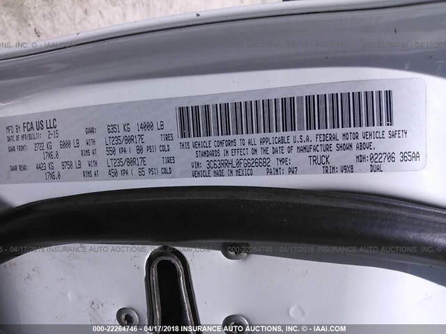 3C63RRHL0FG626682 - 2015 RAM 3500 SLT WHITE photo 10