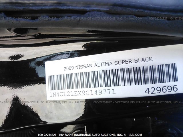 1N4CL21EX9C149771 - 2009 NISSAN ALTIMA HYBRID BLACK photo 9