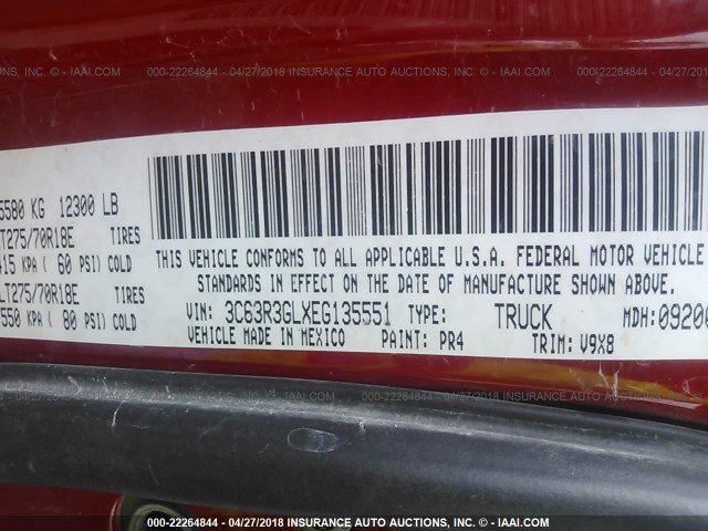 3C63R3GLXEG135551 - 2014 RAM 3500 ST RED photo 9