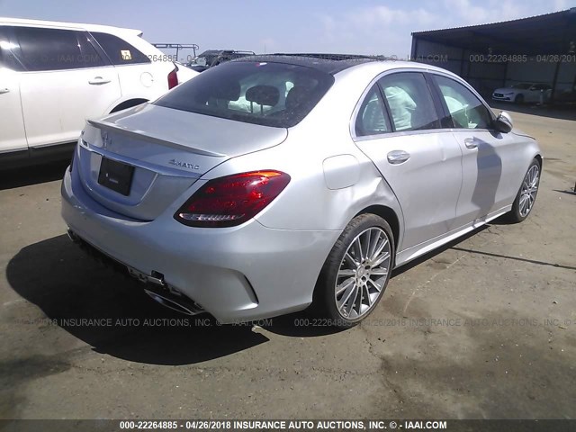 55SWF4KB2GU100903 - 2016 MERCEDES-BENZ C 300 4MATIC SILVER photo 4