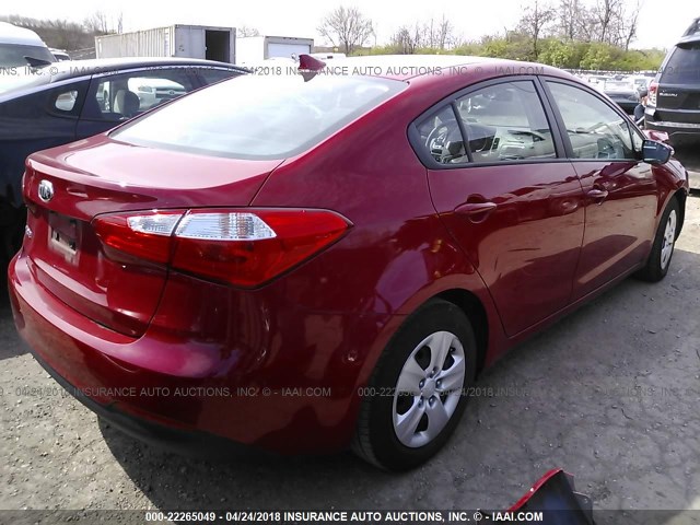 KNAFX4A69F5338876 - 2015 KIA FORTE LX RED photo 4