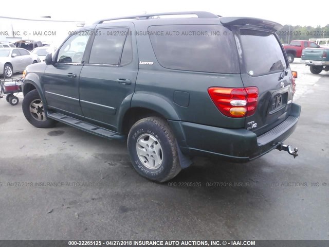 5TDBT48AX2S090889 - 2002 TOYOTA SEQUOIA LIMITED GREEN photo 3