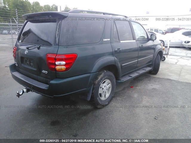 5TDBT48AX2S090889 - 2002 TOYOTA SEQUOIA LIMITED GREEN photo 4