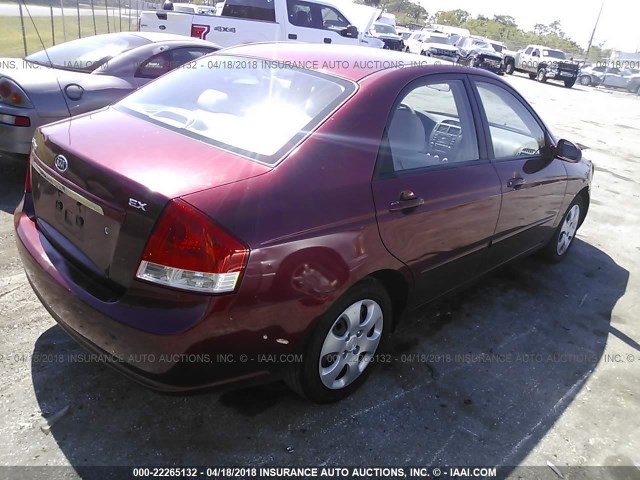 KNAFE121575375691 - 2007 KIA SPECTRA EX/LX RED photo 4