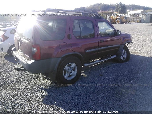 5N1ED28YX2C552506 - 2002 NISSAN XTERRA XE/SE MAROON photo 4