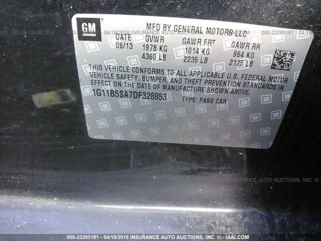 1G11B5SA7DF328853 - 2013 CHEVROLET MALIBU LS 灰色 照片 9