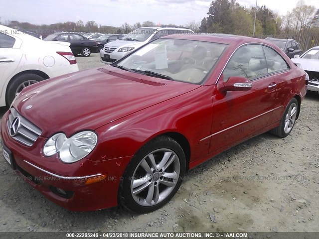 WDBTJ56H98F243351 - 2008 MERCEDES-BENZ CLK 350 RED photo 2