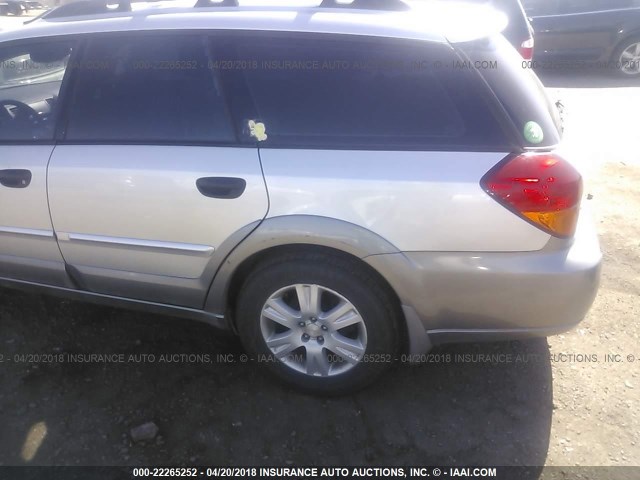 4S4BP61C057305590 - 2005 SUBARU LEGACY OUTBACK 2.5I SILVER photo 6