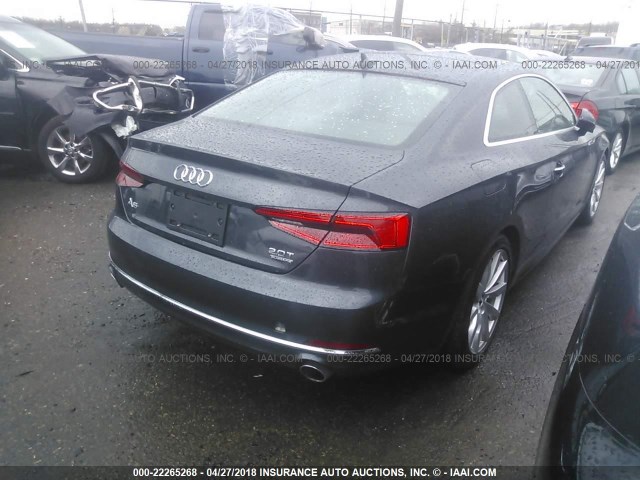 WAUNNAF54JA003590 - 2018 AUDI A5 PREMIUM GRAY photo 4