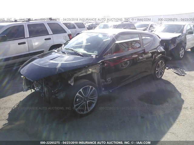 KMHTC6AE6HU313801 - 2017 HYUNDAI VELOSTER TURBO BLACK photo 2