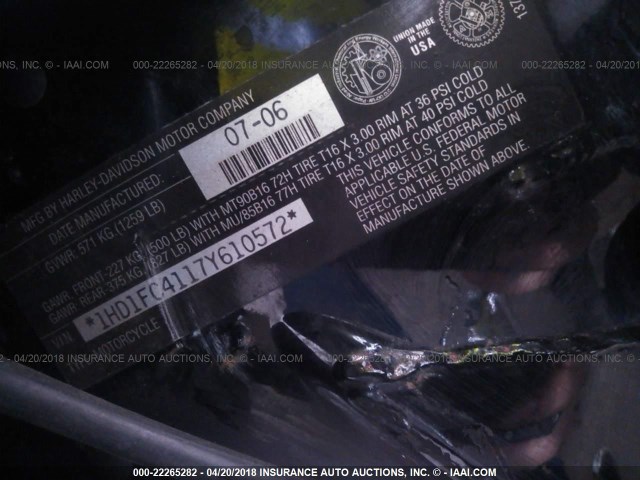 1HD1FC4117Y610572 - 2007 HARLEY-DAVIDSON FLHTCUI Жасыл фото 10