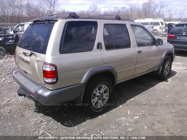 JN8DR07Y41W517243 - 2001 NISSAN PATHFINDER LE/SE/XE TAN photo 4