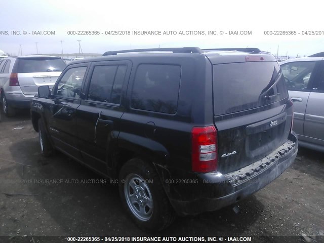 1C4NJRBB3ED688159 - 2014 JEEP PATRIOT SPORT BLACK photo 3