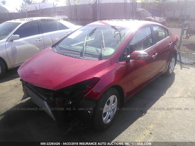 KNAFX4A6XF5334495 - 2015 KIA FORTE LX RED photo 2