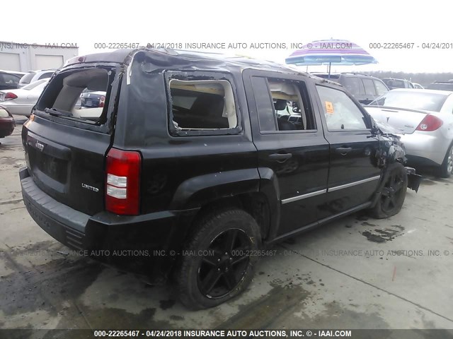 1J8FF48W68D512884 - 2008 JEEP PATRIOT LIMITED BLACK photo 4