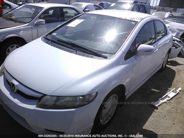 JHMFA362X9S007989 - 2009 HONDA CIVIC HYBRID WHITE photo 2