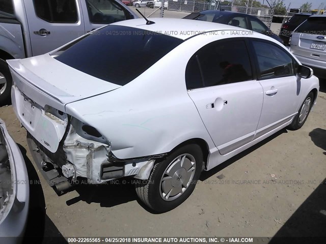 JHMFA362X9S007989 - 2009 HONDA CIVIC HYBRID WHITE photo 4