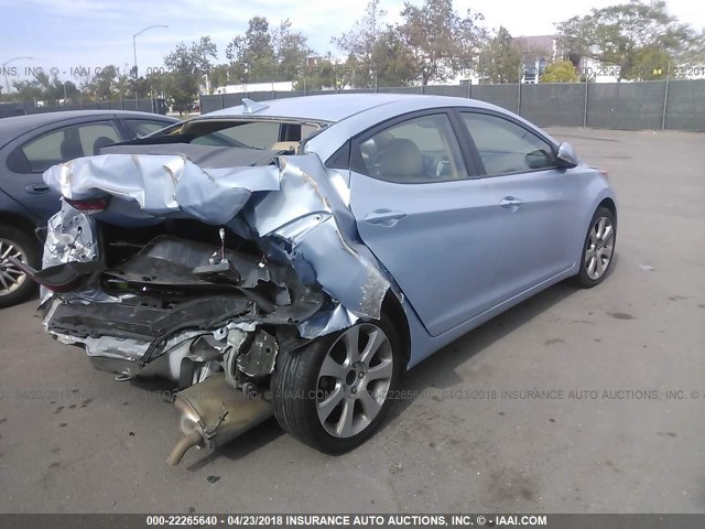 KMHDH4AE7CU247522 - 2012 HYUNDAI ELANTRA GLS/LIMITED BLUE photo 4