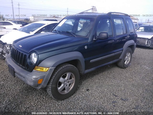 1J4GL48K15W587455 - 2005 JEEP LIBERTY SPORT 绿色 照片 2