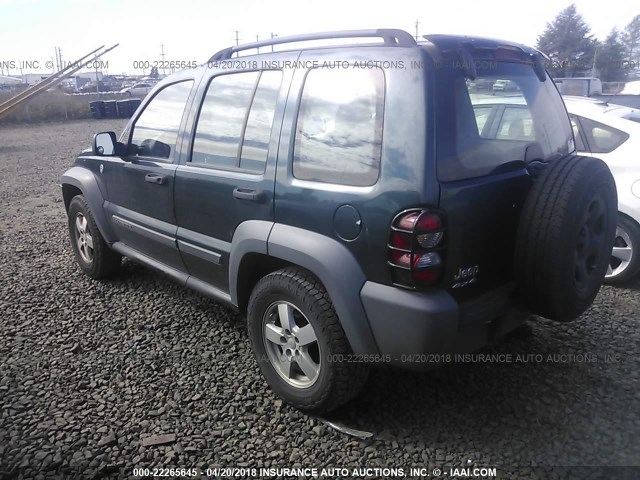 1J4GL48K15W587455 - 2005 JEEP LIBERTY SPORT 绿色 照片 3