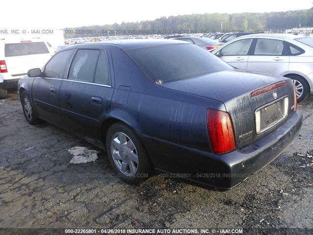 1G6KF57922U155351 - 2002 CADILLAC DEVILLE DTS Dark Blue photo 3