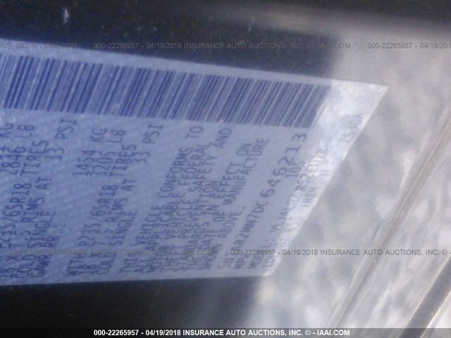 5N1AR2MN7DC646213 - 2013 NISSAN PATHFINDER S/SV/SL/PLATINUM 灰色 照片 9