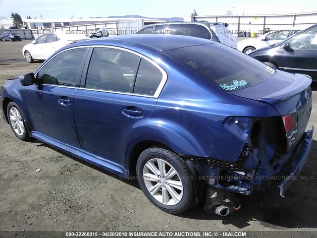 4S3BMBC64B3244180 - 2011 SUBARU LEGACY 2.5I PREMIUM BLUE photo 3