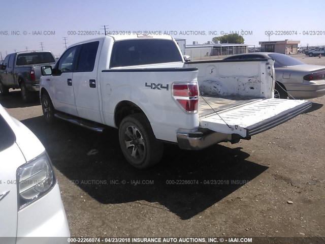 1FTFW1EF9DKD89131 - 2013 FORD F150 SUPERCREW WHITE photo 3