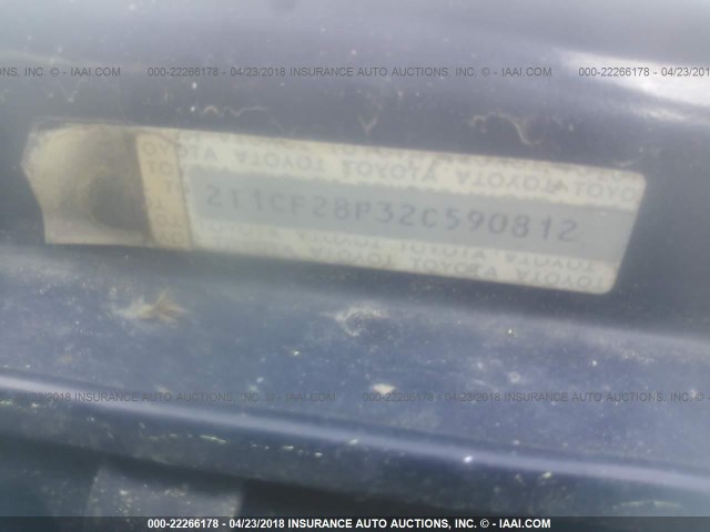 2T1CF28P32C590812 - 2002 TOYOTA CAMRY SOLARA SE/SLE შავი ფოტო 9