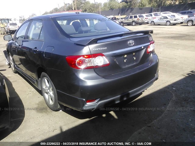 2T1BU4EE7BC745328 - 2011 TOYOTA COROLLA S/LE GRAY photo 3