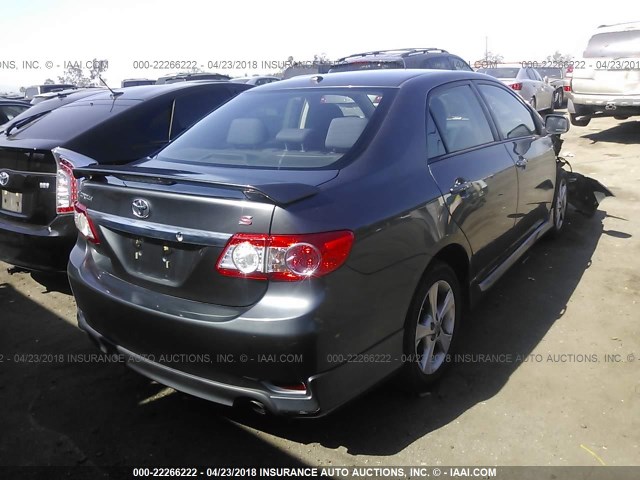 2T1BU4EE7BC745328 - 2011 TOYOTA COROLLA S/LE GRAY photo 4