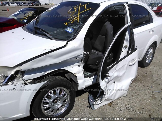 KL1TD56647B123056 - 2007 CHEVROLET AVEO LS WHITE photo 6