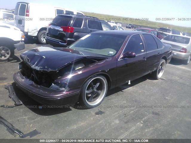 1G1BL52P6SR152735 - 1995 CHEVROLET IMPALA SS CLASSIC/SS MAROON photo 2