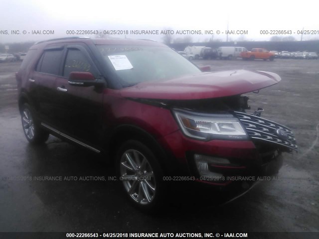 1FM5K8F82HGC70003 - 2017 FORD EXPLORER LIMITED RED photo 1